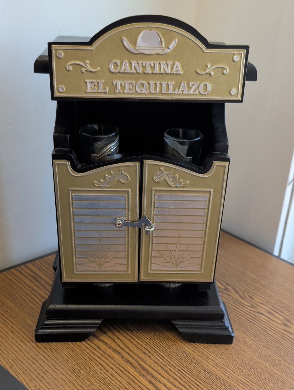 Decorative Shot Glass Cabinet - Black and Gold